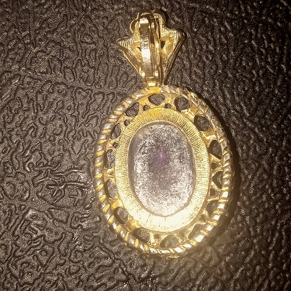 S925 Silver Gold Plated Purple Dragon Crystal Ladies Pendant Retro Fashion - Picture 2 of 3